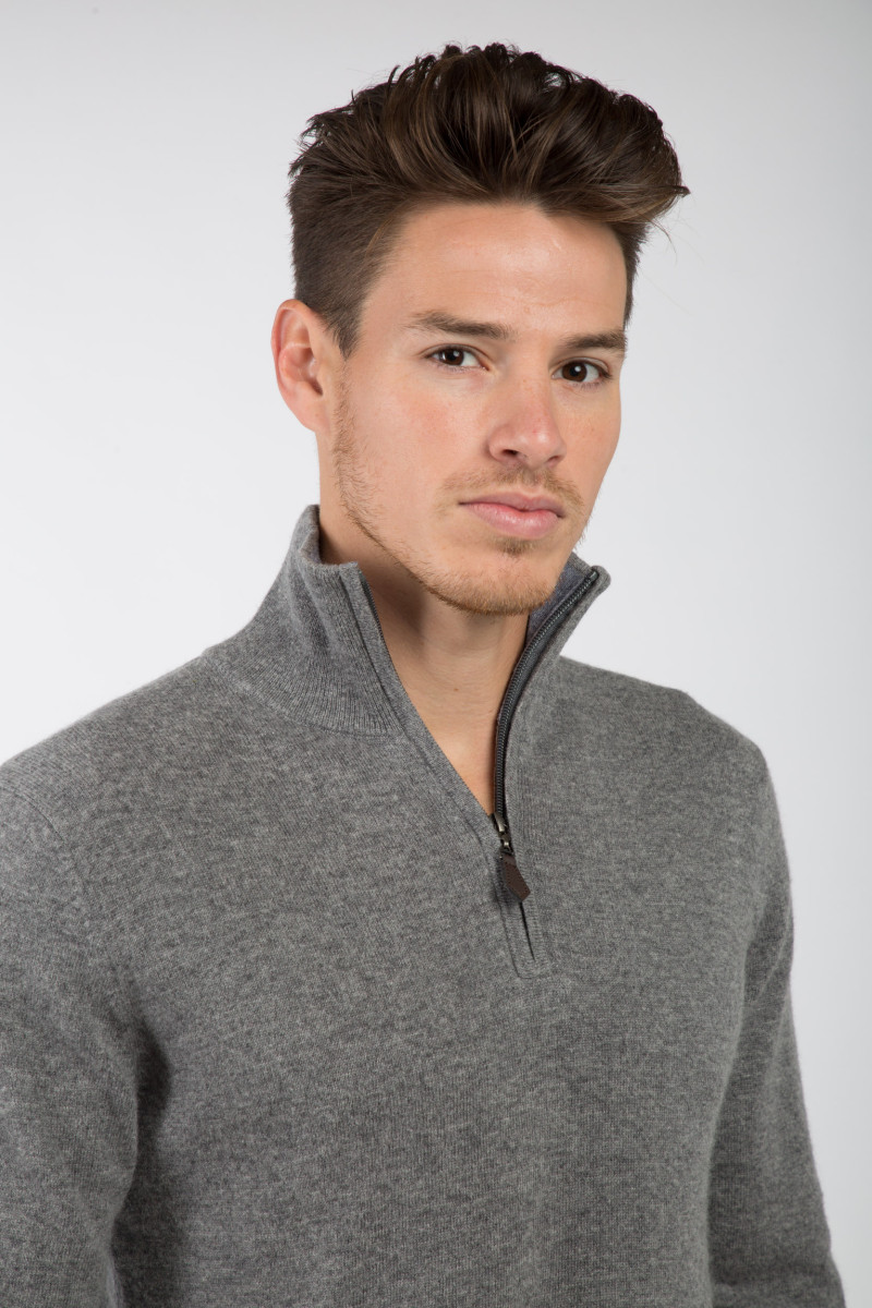 Polo laine cachemire bicolore zip GG12