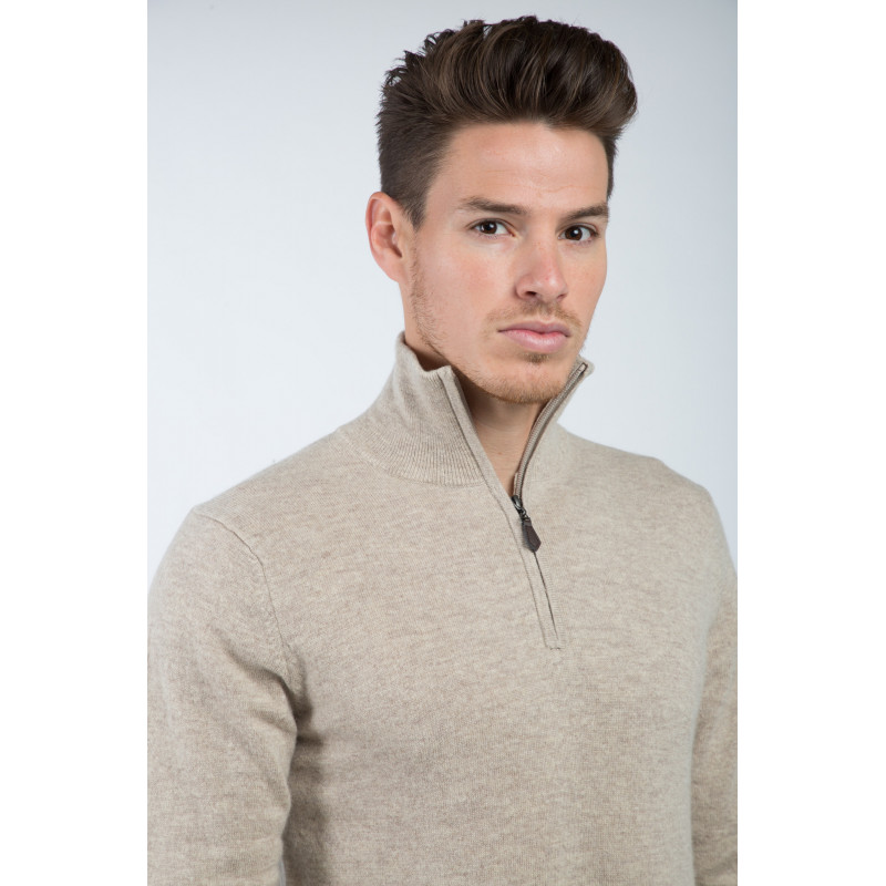 Cashmere and Wool Zipped Polo