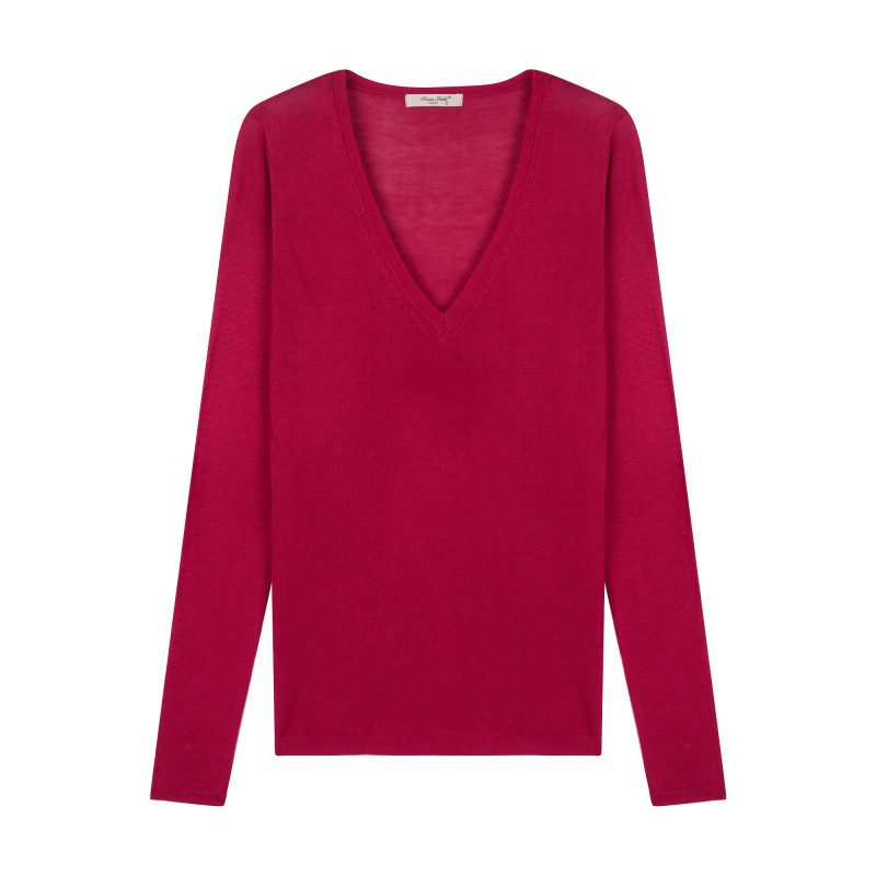 Sweater women V-neck knit bamboo cashmere