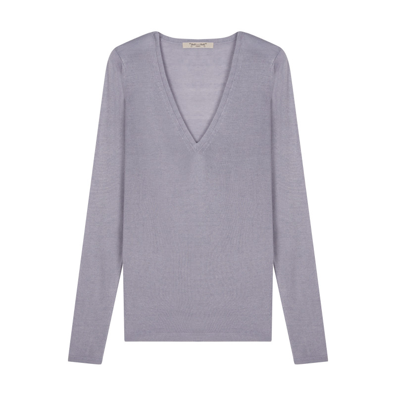 Sweater women V-neck knit bamboo cashmere