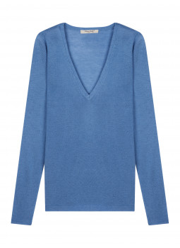 Sweater women V-neck knit bamboo cashmere