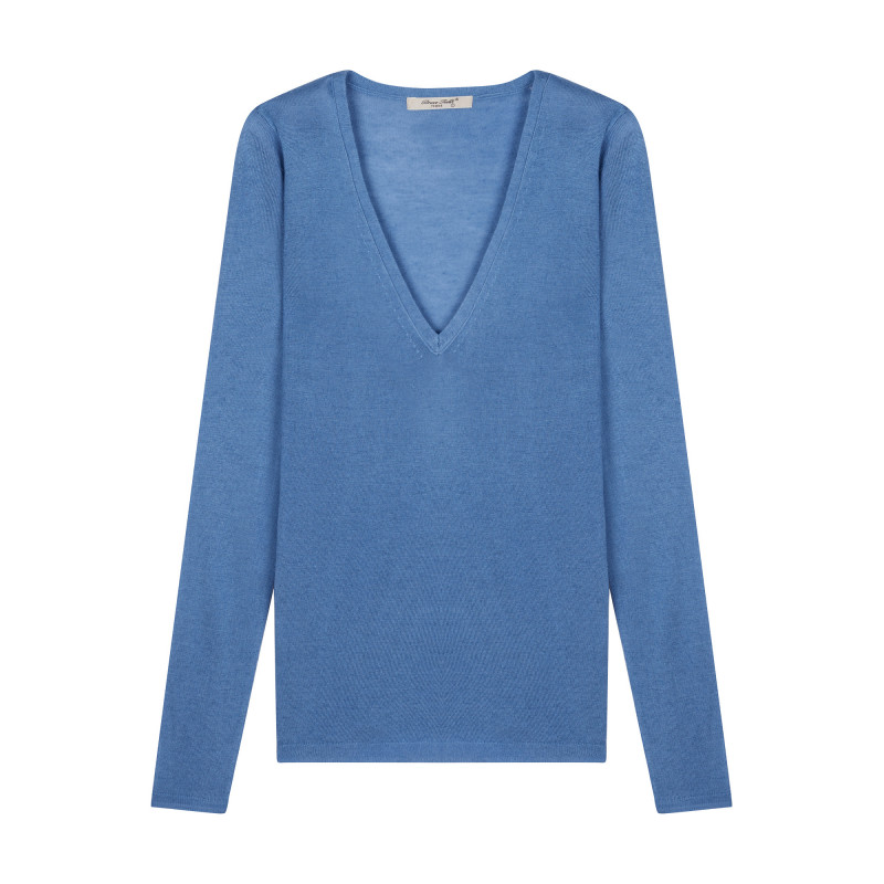 Sweater women V-neck knit bamboo cashmere