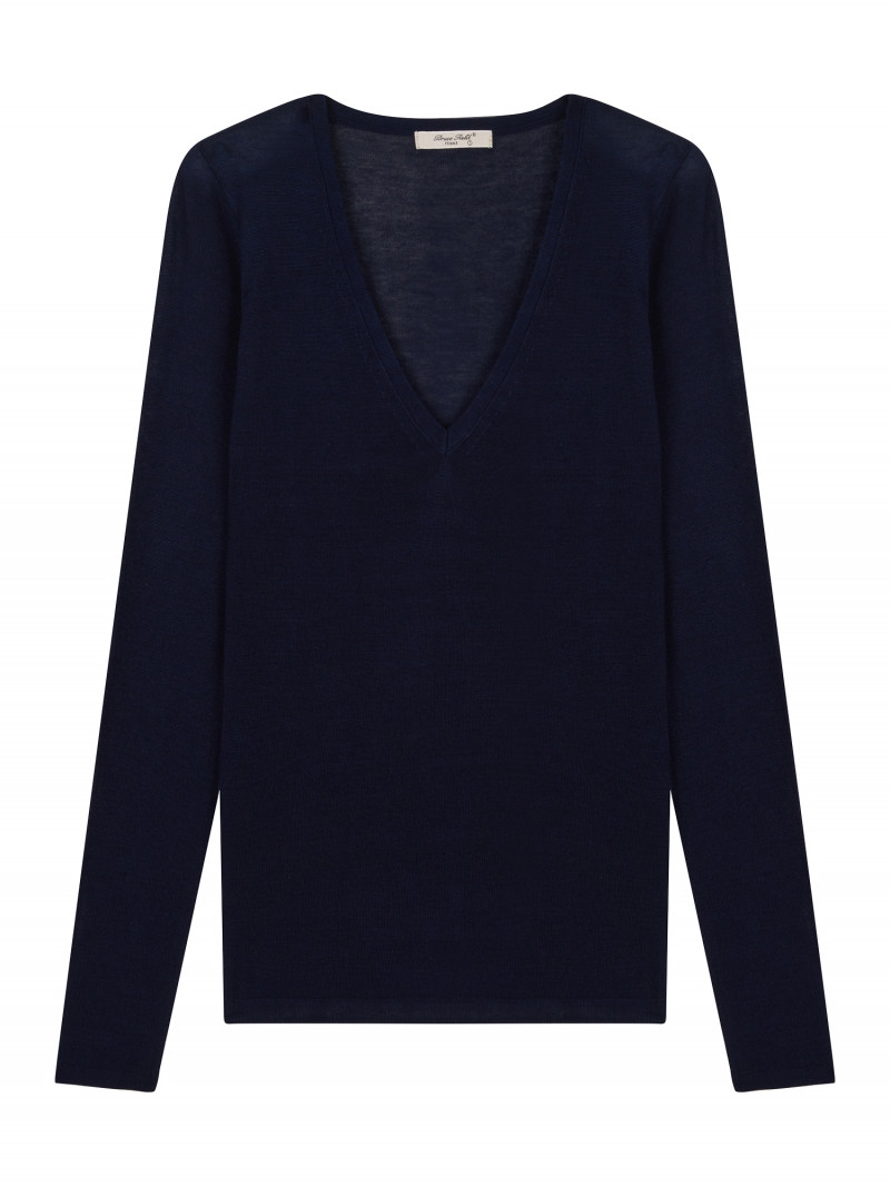 Sweater women V-neck knit bamboo cashmere