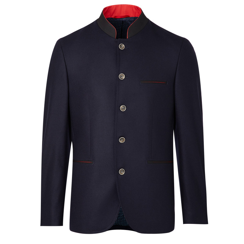 Veste flanelle pure laine col mao