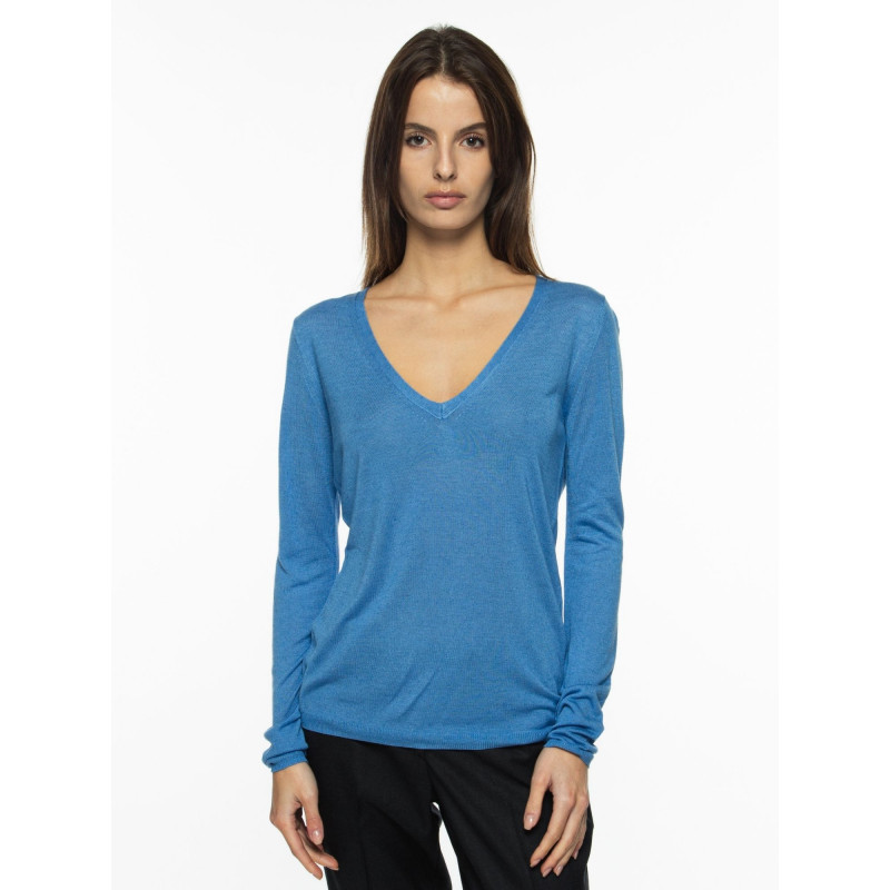 Sweater women V-neck knit bamboo cashmere