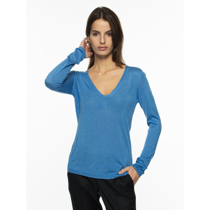 Sweater women V-neck knit bamboo cashmere