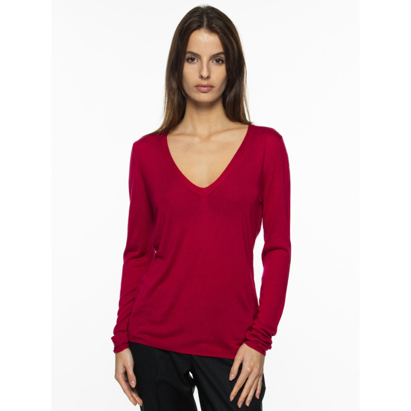 Sweater women V-neck knit bamboo cashmere