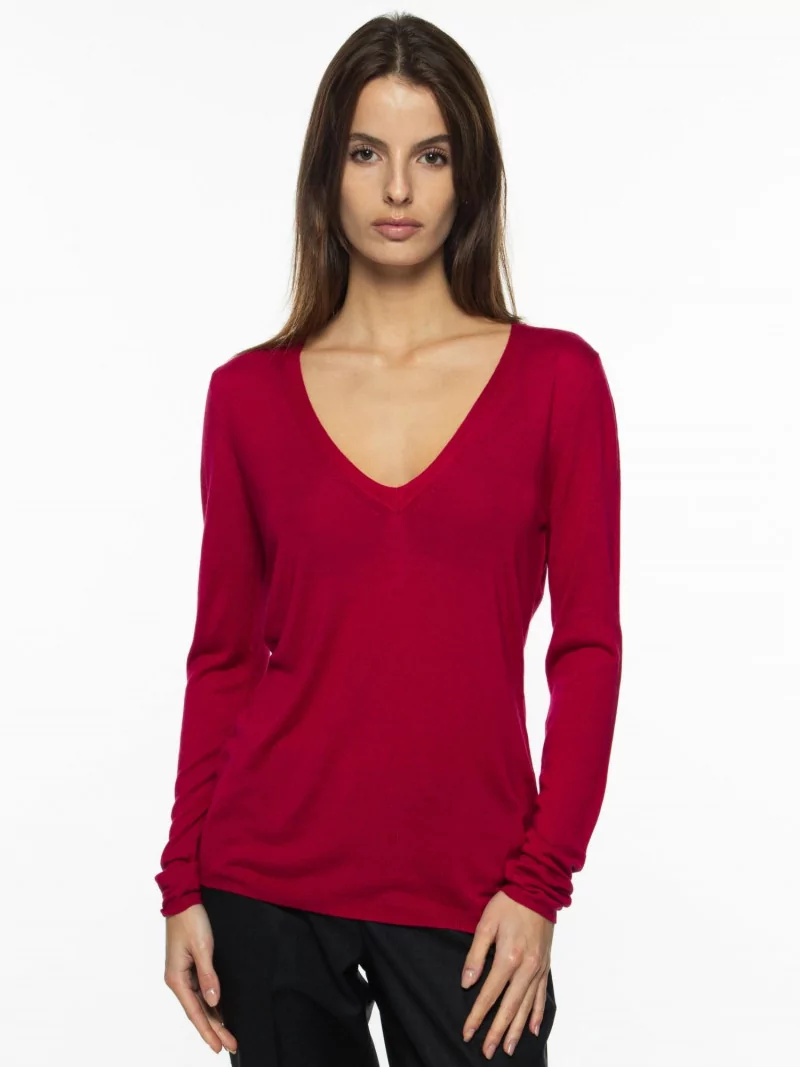 Pull maille bambou cachemire col V