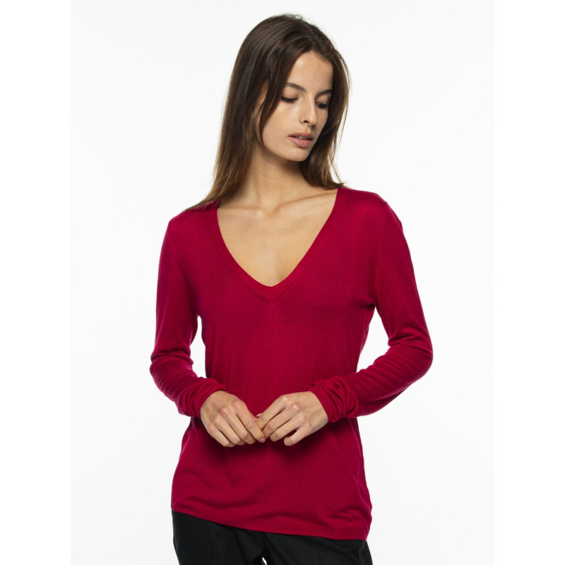 Sweater women V-neck knit bamboo cashmere