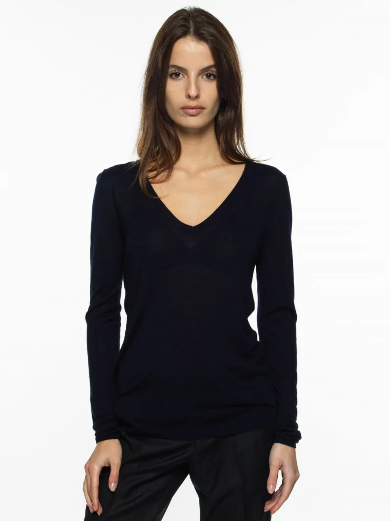 Pull maille bambou cachemire col V