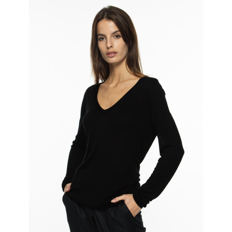 Sweater women V-neck knit bamboo cashmere