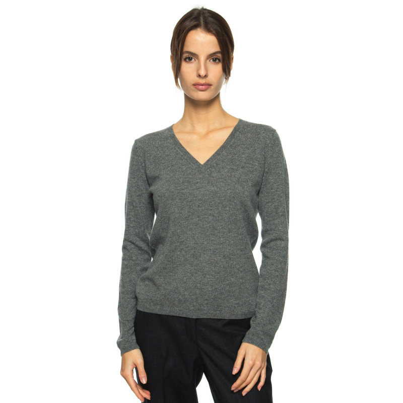 Sweater women V-neck in wool and cashmere 