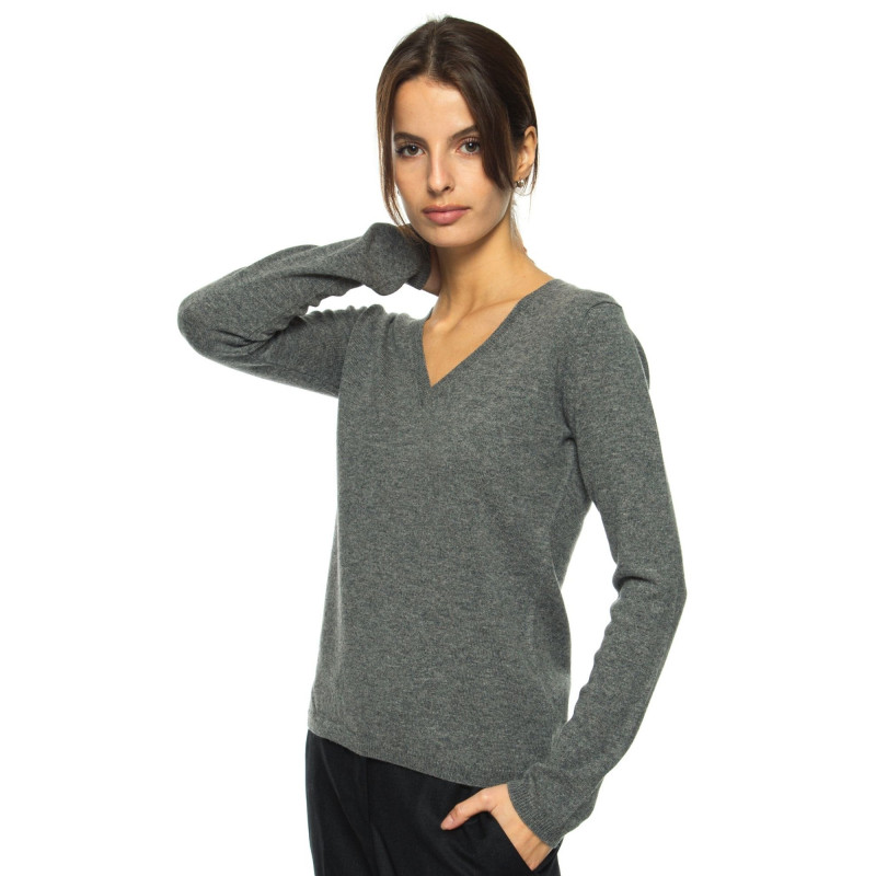 Sweater women V-neck in wool and cashmere 