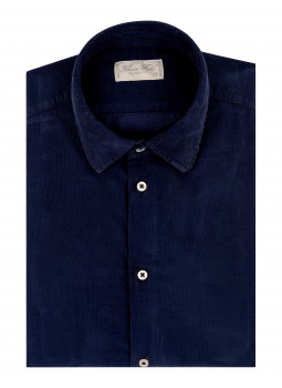 Chemise homme à motif bleu marine et blanc