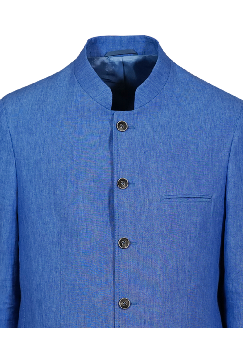 Veste ajustée pur lin épais col Mao