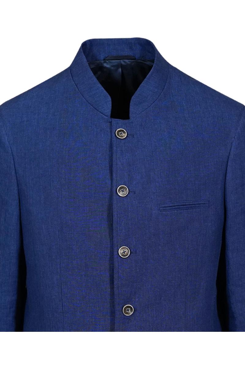 Veste ajustée pur lin épais col Mao