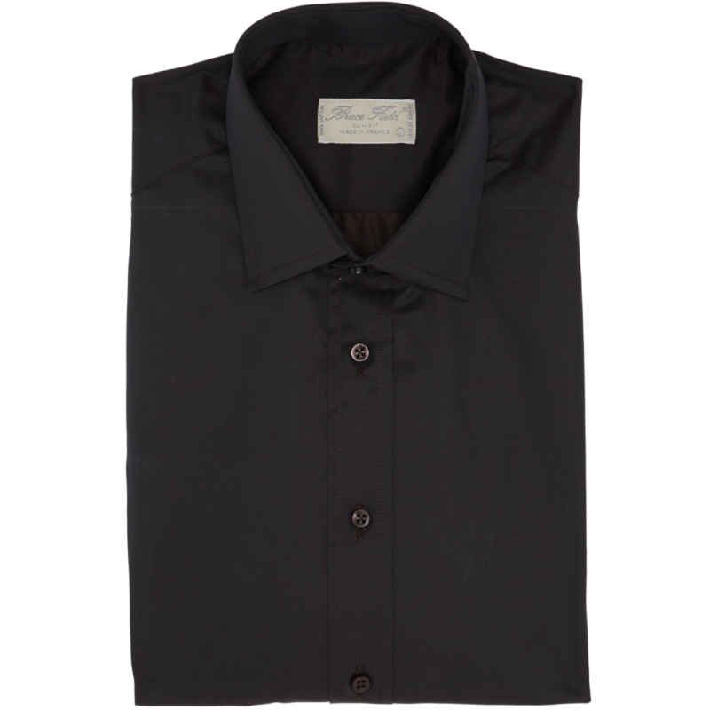 Chemise unie homme cintrée pur coton à poignet mousquetaire