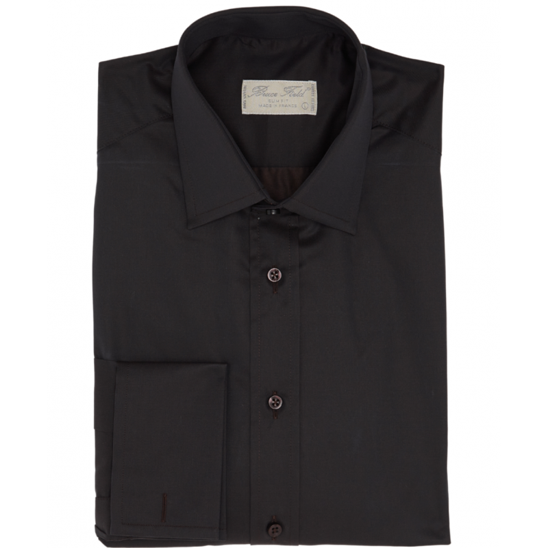 Chemise unie homme cintrée pur coton à poignet mousquetaire