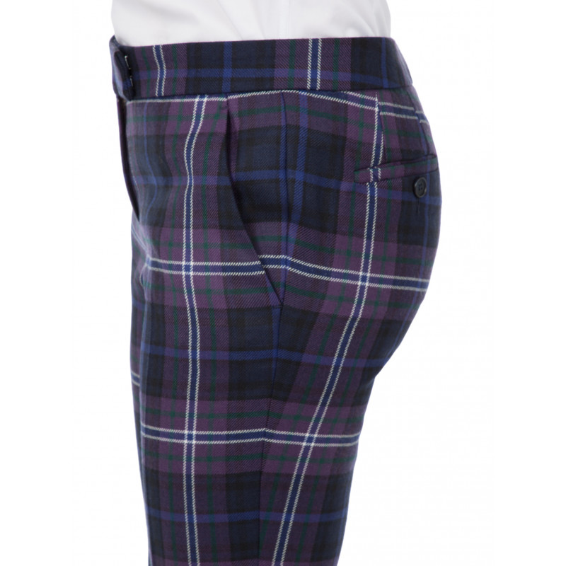 Pants in Tartan 100% Wool straight-cut