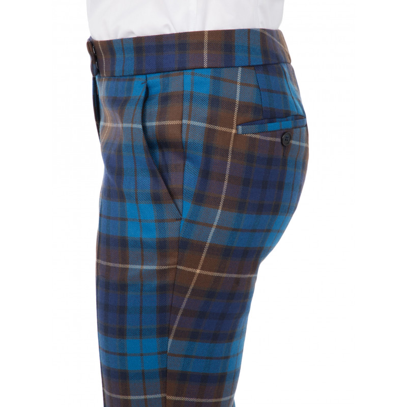 Pants in Tartan 100% Wool straight-cut