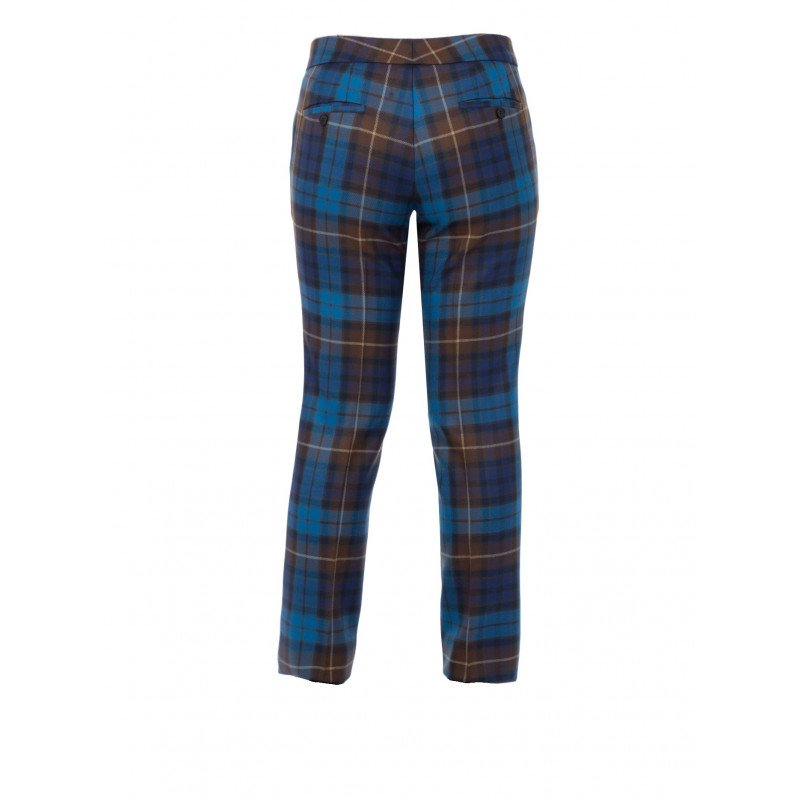 Pants in Tartan 100% Wool straight-cut