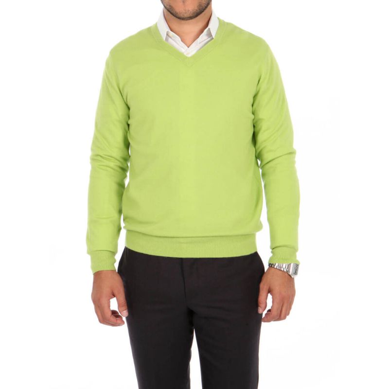 Pull homme col V en pur cachemire fin