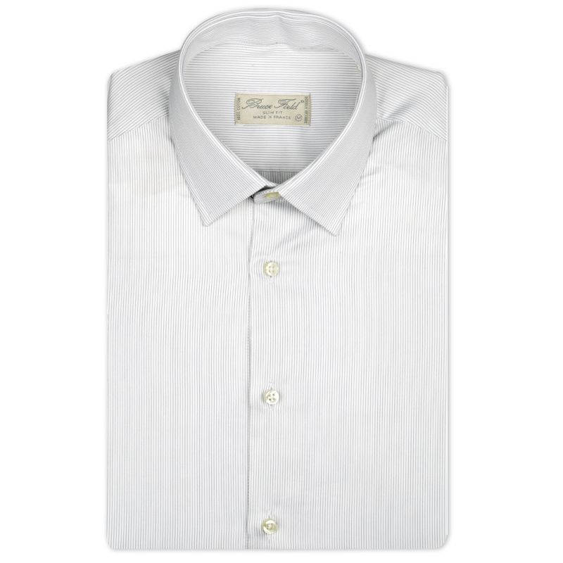 Men's slim fit shirt with thin grey stripes