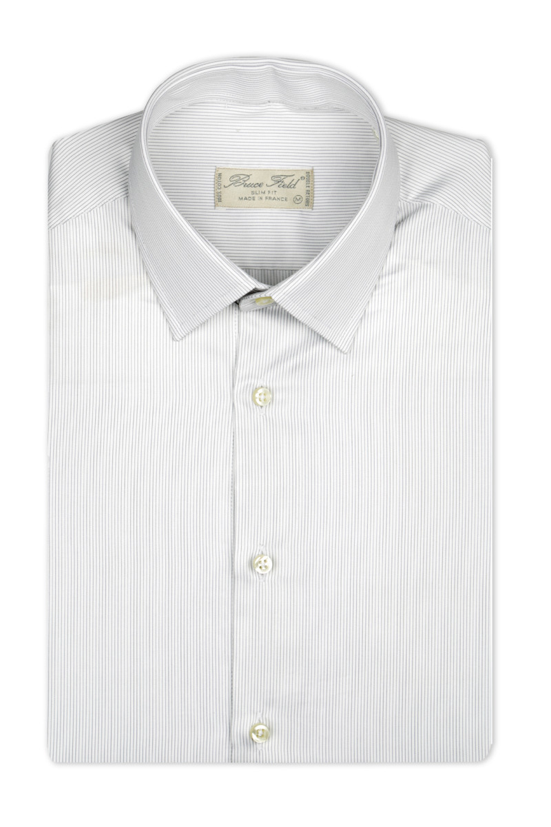Chemise cintrée pur coton finement rayée Martigues