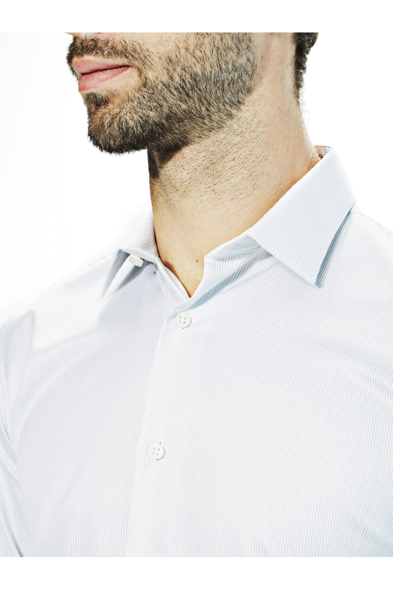 Chemise cintrée pur coton finement rayée Martigues
