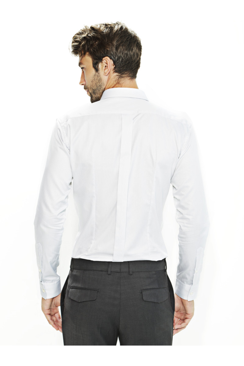 Chemise cintrée pur coton finement rayée Martigues