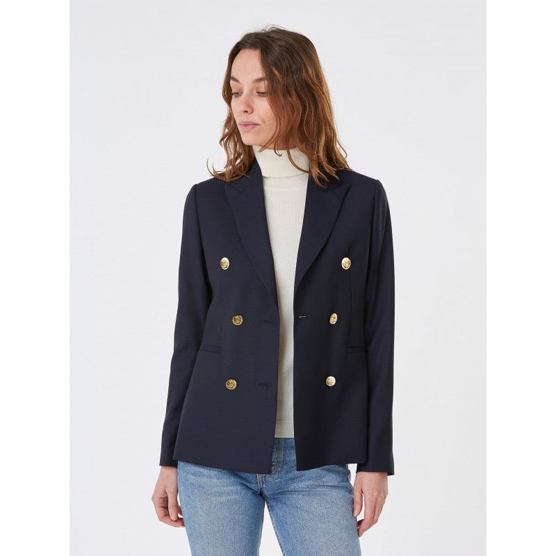 Blazer Caroline croisé pure laine boutons dorés