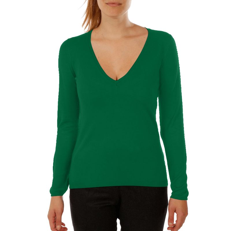 Sweater women V-neck knit bamboo cashmere