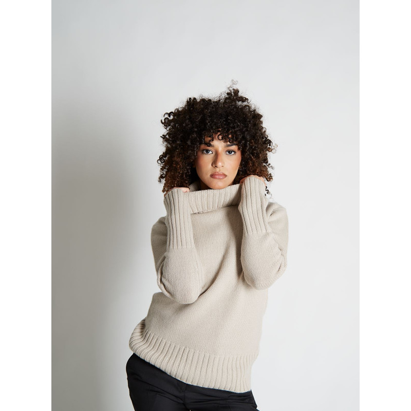 Pull femme col roulé en pure cachemire épais jauge 3