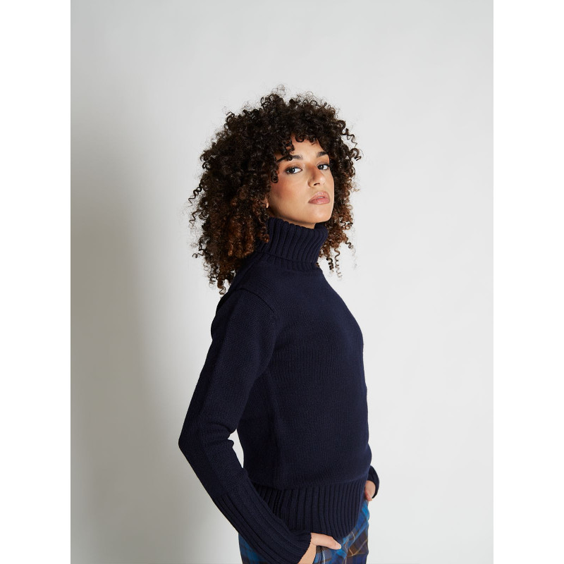Pull femme col roulé en pure cachemire épais jauge 3
