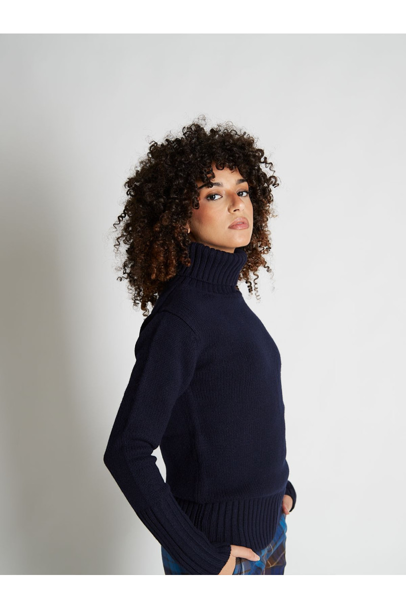 Pull femme col roulé en pure cachemire épais jauge 3