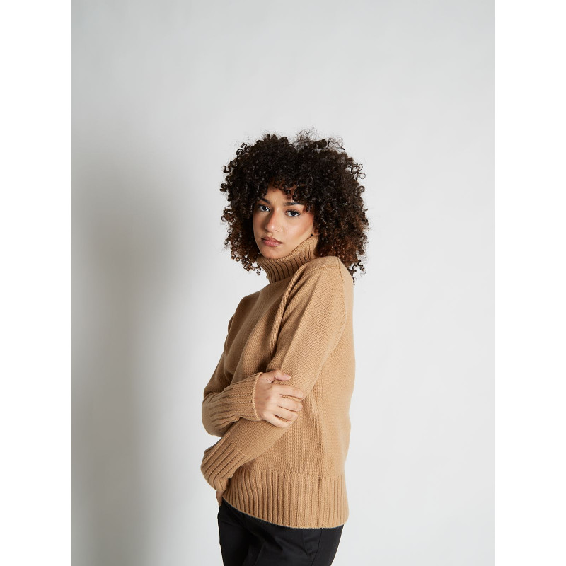 Pull femme col roulé en pure cachemire épais jauge 3