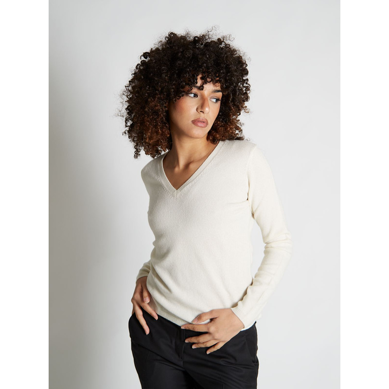 Sweater women V-neck in wool and cashmere