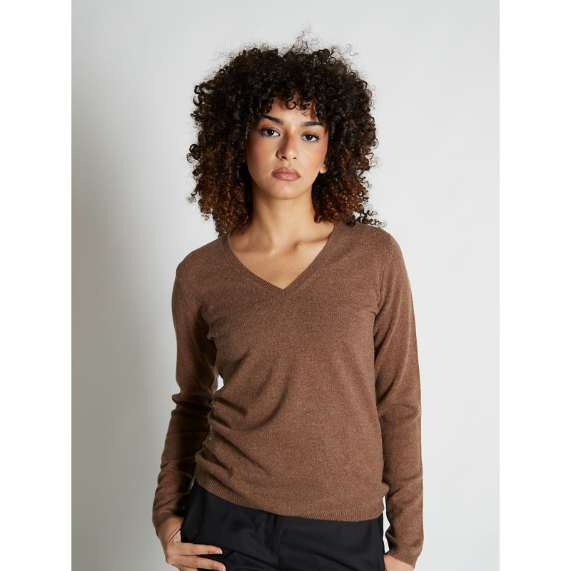 Sweater women V-neck in wool and cashmere