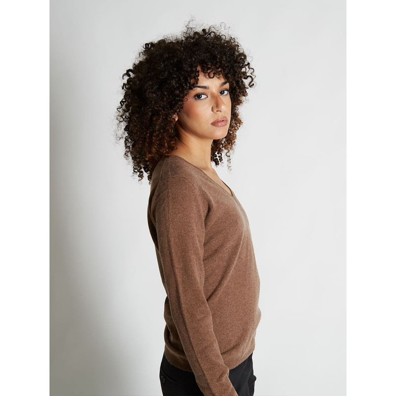 Sweater women V-neck in wool and cashmere