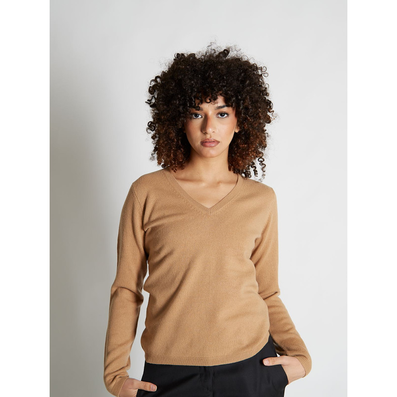 Sweater women V-neck in wool and cashmere