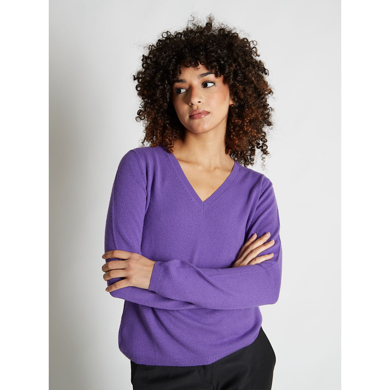 Sweater women V-neck in wool and cashmere