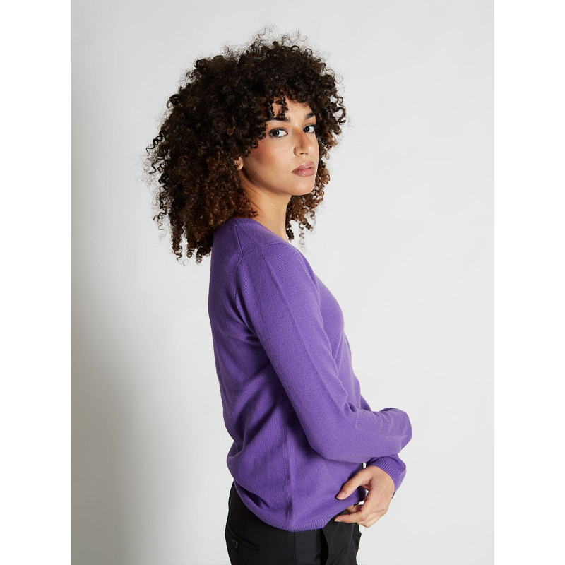 Sweater women V-neck in wool and cashmere