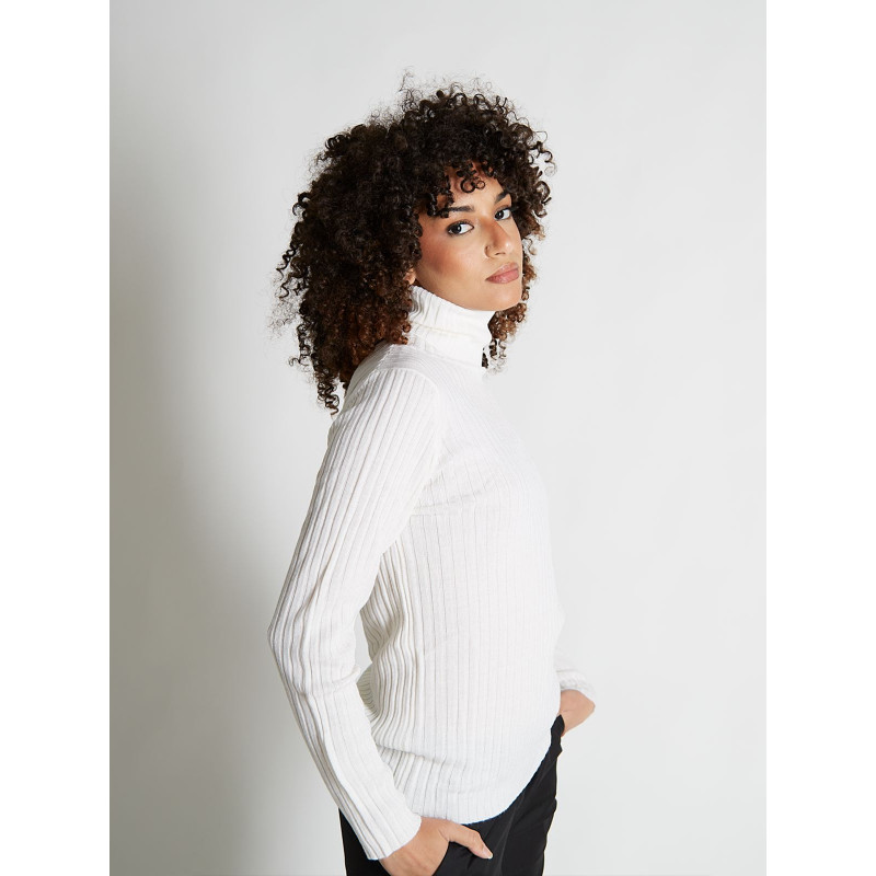 Sweater women turtleneck ribbed 100% merino wool