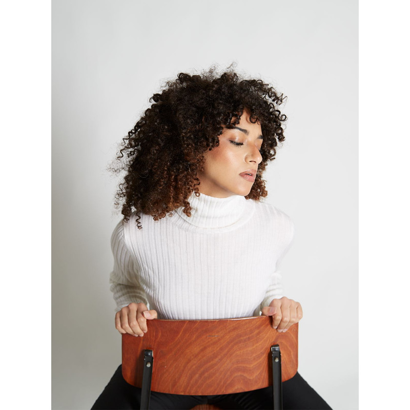 Sweater women turtleneck ribbed 100% merino wool