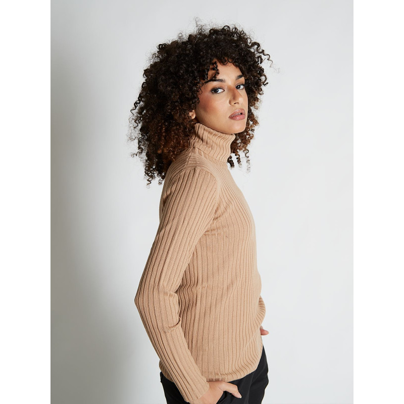 Sweater women turtleneck ribbed 100% merino wool