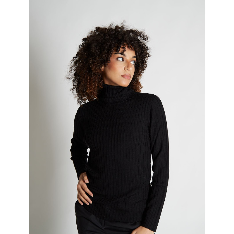 Sweater women turtleneck ribbed 100% merino wool