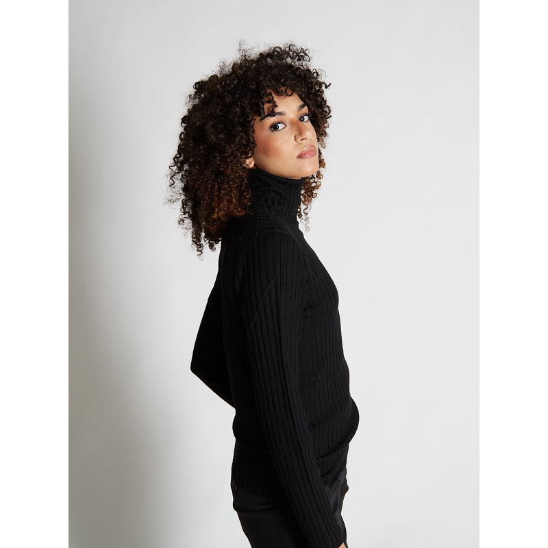 Sweater women turtleneck ribbed 100% merino wool