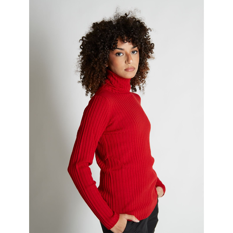 Sweater women turtleneck ribbed 100% merino wool