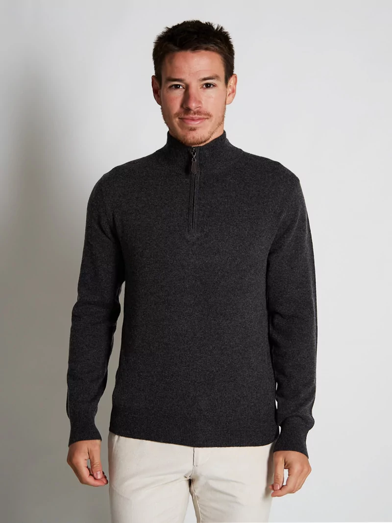 Cashmere and Wool Zipped Polo