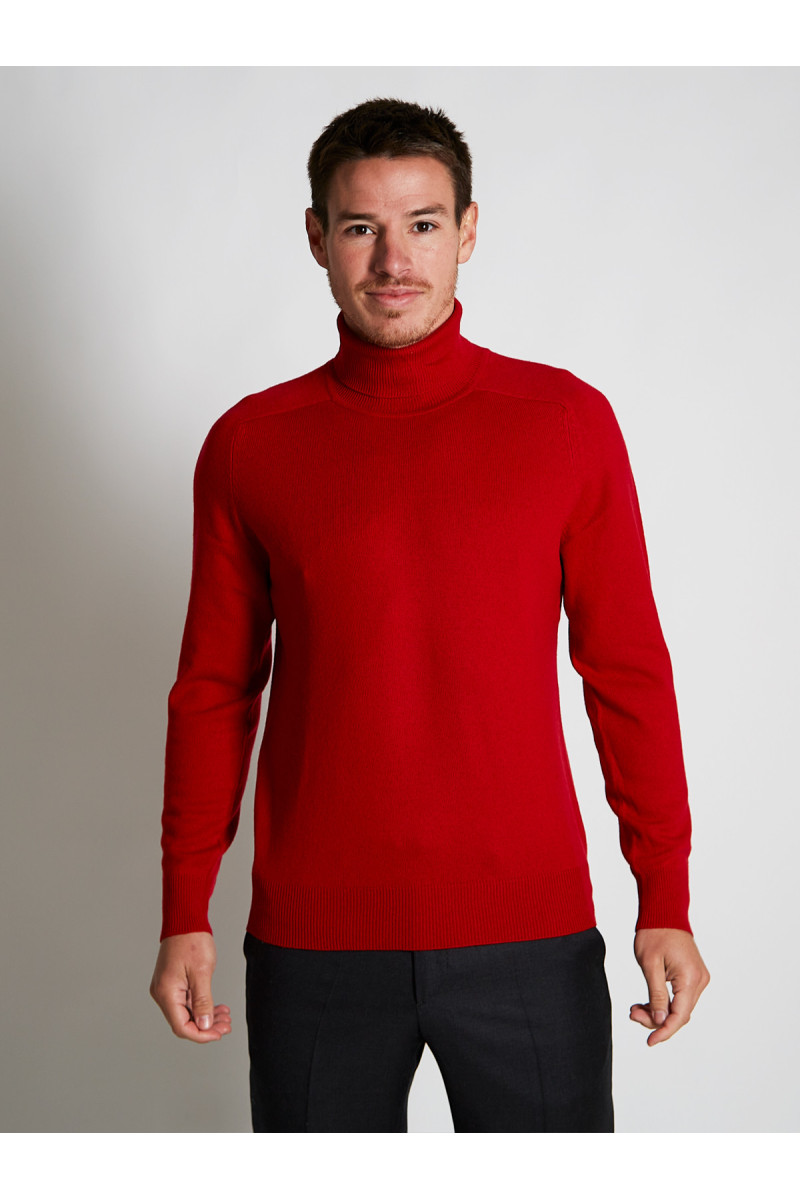 Pull laine cachemire col roulé jauge 12